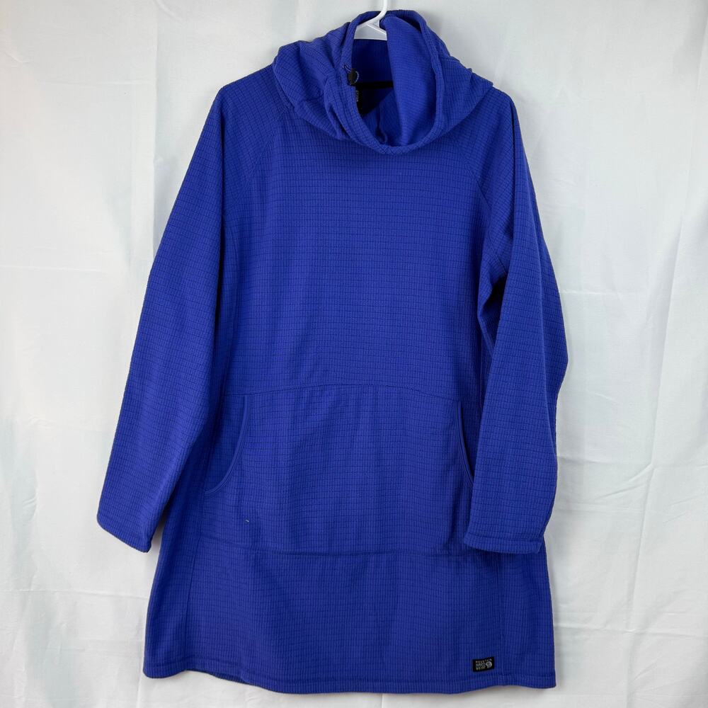 Mountain Hardwear Royal Blue Hooded Pullover Summit Grid Sweater Dress NWT XL